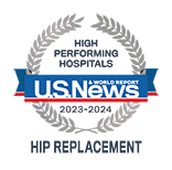 U.S. News High Performing Hospitals badge for Hip Replacement